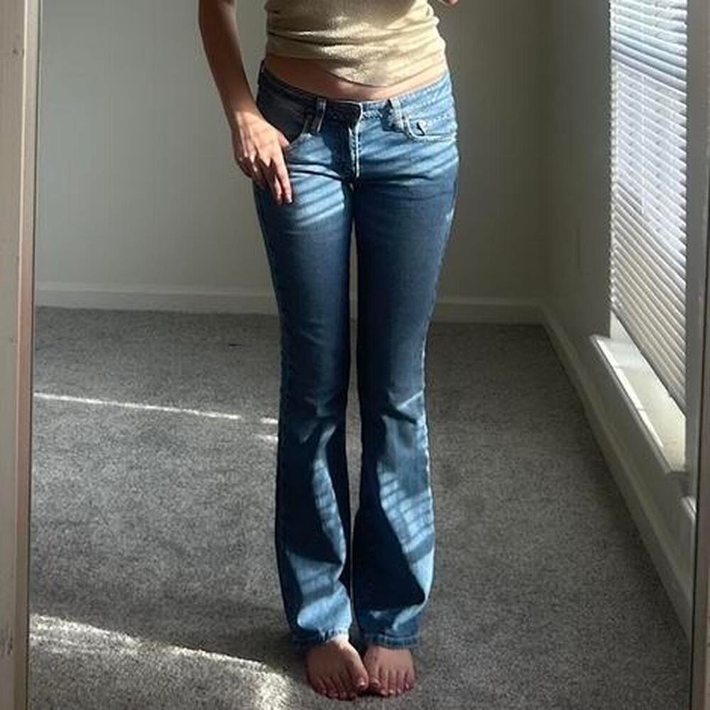 Levi's blue super low bootcut denim jeans